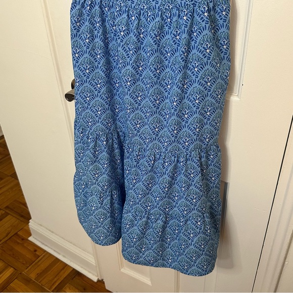 VINEYARD VINES Blue Tile Printed Tiered Mini Dress Braided Strap Ocean Breeze 6 - Picture 4 of 8